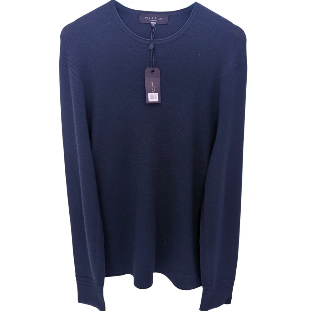 rag & bone Mens Collin Crew Sweater L Green MBS20FS023XO22